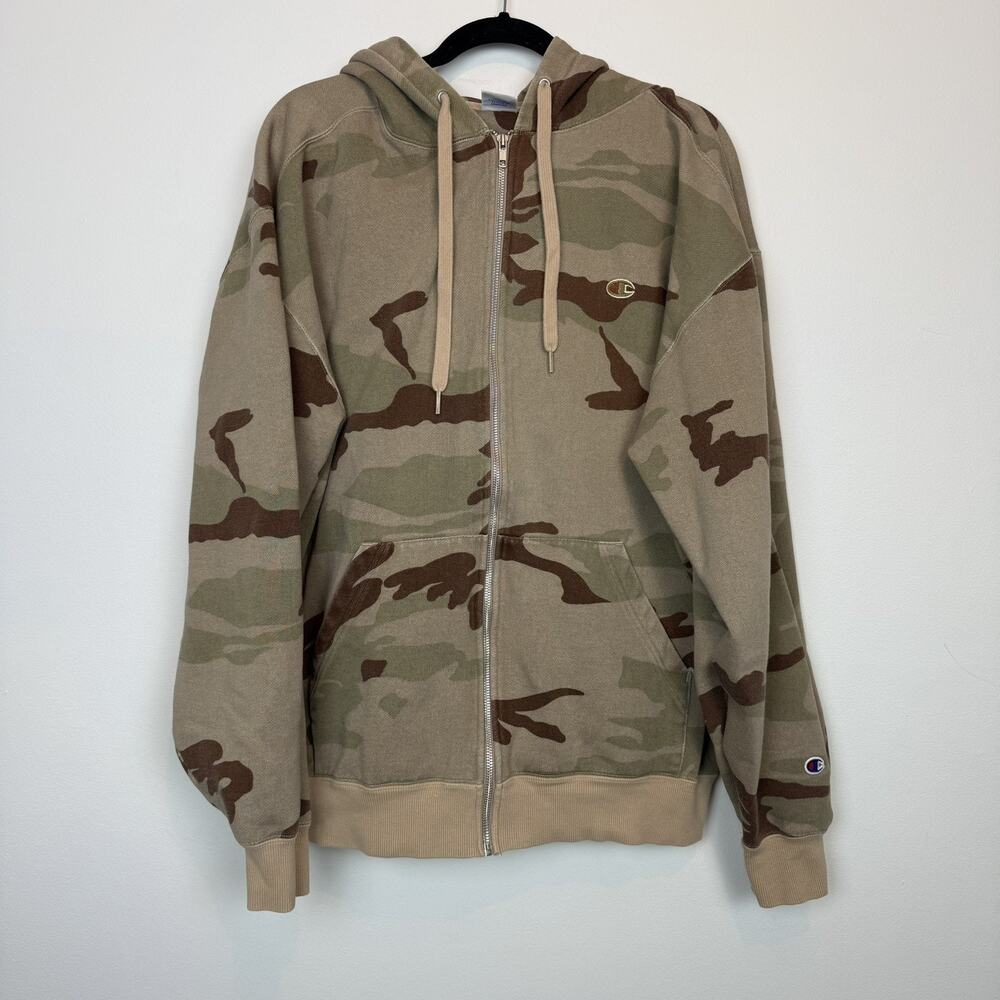Champion heavyweight desert camo zip up hoodie XL skater grunge